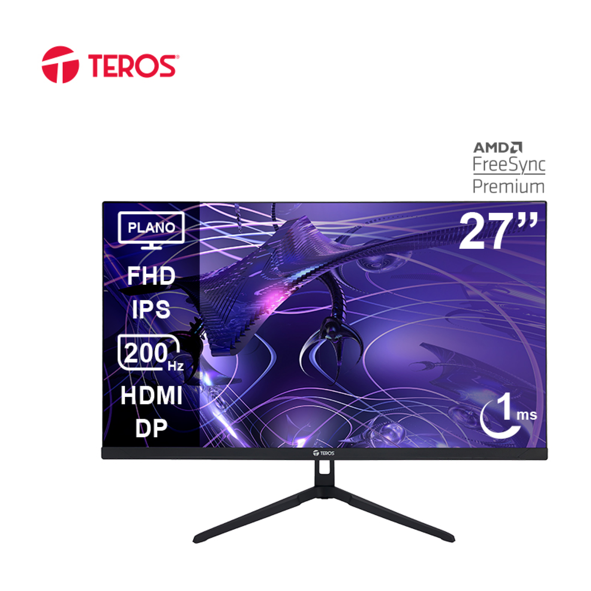 Monitor plano gaming TEROS TE-2786G, 27" FHD IPS, 200Hz, 1ms, HDMI, DP, Audio out