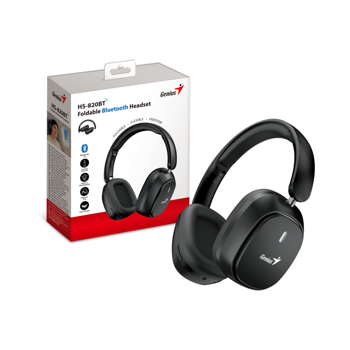 Audífonos Inalámbricos Genius HS-820BT Bluetooth 5.4 Micrófono 22H Negro