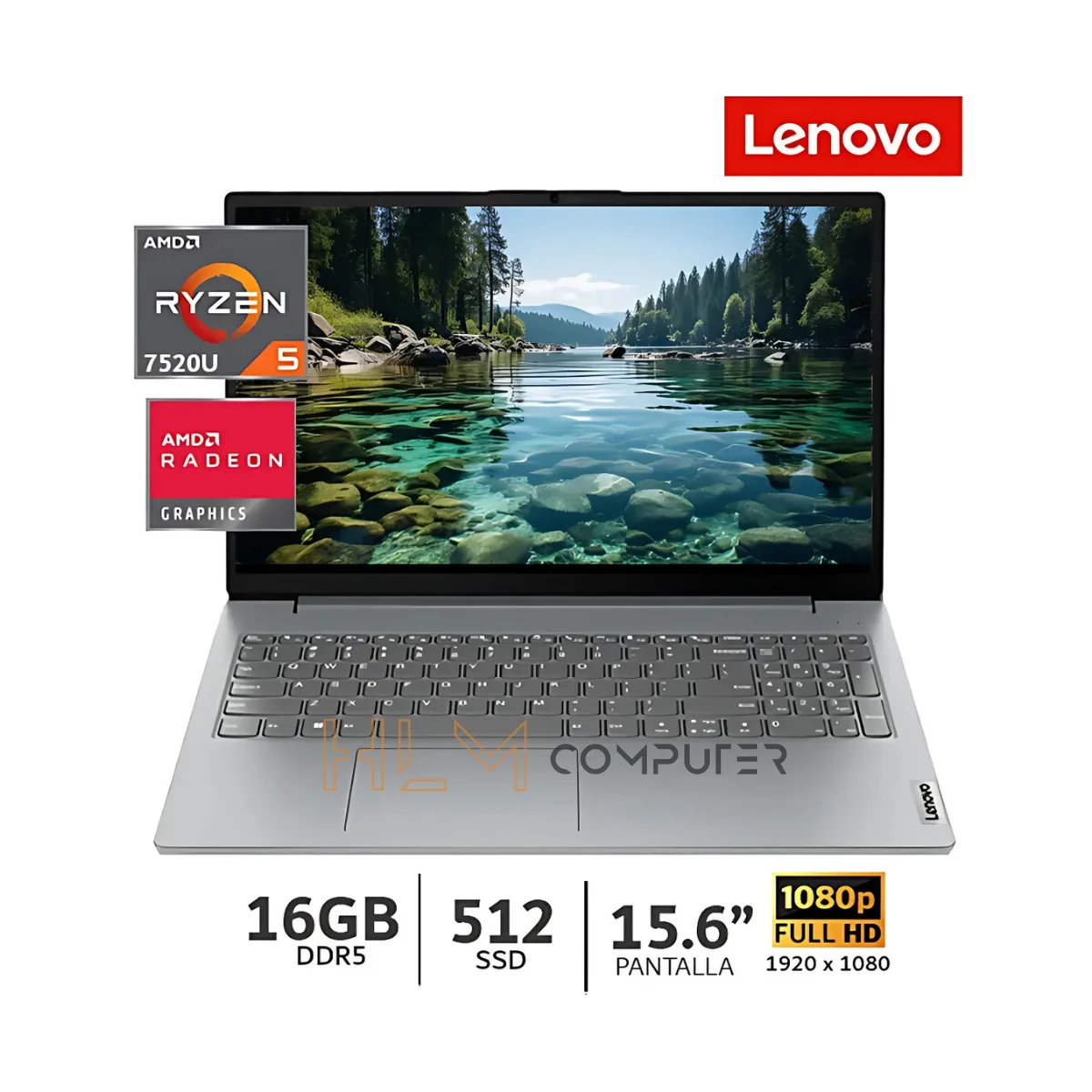 82YU00XYLM Laptop Lenovo V15 G4 15.6 Fhd, Amd Ryzen 5 7520u 16gb 512gb Color Gris Oscuro - Imagen 1